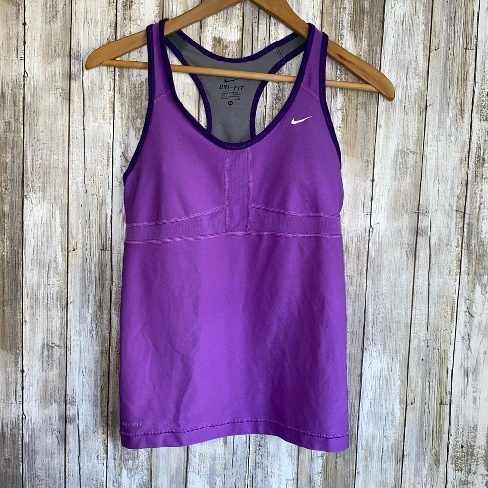Nike Dri-FIT Tank Top Women’s M Purple Built In Bra Racerback Athletic